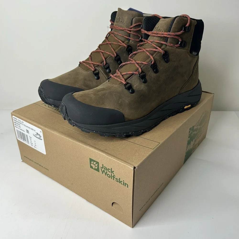 Jack Wolfskin Terraventure Waterproof Mid Mens 14 Hiking Boots Brown Work Boot